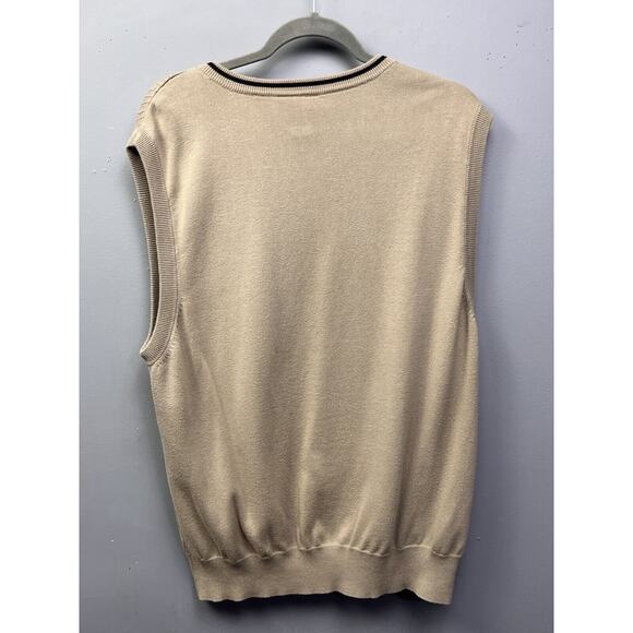Bolle Golf Pullover Sweater Vest Mens Large Tan‎ Black Embroidered Cable - Picture 2 of 7